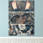 Toile Pieds nus, lunettes de soleil et fleurs sur l'herb (Insitu (Plancher de Bois))