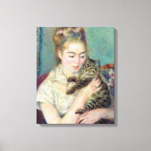 Toile Pierre-Auguste Renoir - Femme au chat