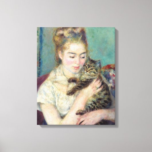 Toile Pierre-Auguste Renoir - Femme au chat (Recto)