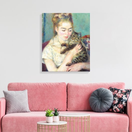 Toile Pierre-Auguste Renoir - Femme avec chat (Insitu(Salon))