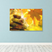 Toile Pierre de méditation zen et Feuilles de l'érable (Insitu (Plancher de Bois))