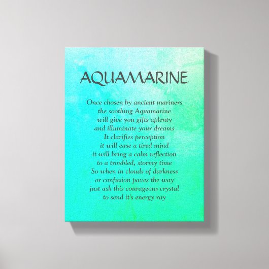 Toile Pierre de naissance Aquamarine - Mars poème art to (Recto)