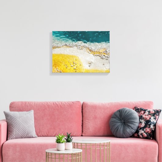 Toile Pierre jaune Abstrait en Turquoise et jaune (Insitu(Salon))