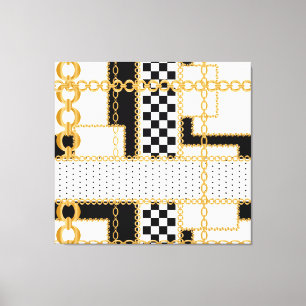 Toile Pierres précieuses, chaînes d'or, motif sans soudu