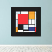 Toile Piet Mondrian - Composition avec un grand plan rou (Insitu (Plancher de Bois))