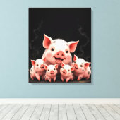 Toile Pig Artwork – Mother Pig & Piglets (Insitu (Plancher de Bois))