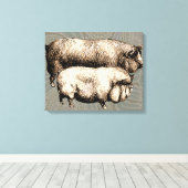 Toile Pig Farm Pays Antique Illustration Art (Insitu (Plancher de Bois))
