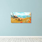 Toile Piglets jouant dans un champ (Insitu (Plancher de Bois))