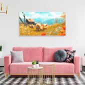 Toile Piglets jouant dans un champ (Insitu(Salon))