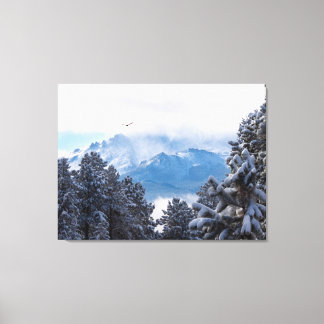 Toile Pikes Peak et un aigle en vol après une tempête de