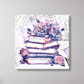 Toile Pile de livres anciens, de fleurs et de notes musi (Recto)