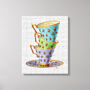 Toile Pile de trois tasses de thé vintages