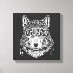 Toile Pilote de motocyclette Wolf Dog