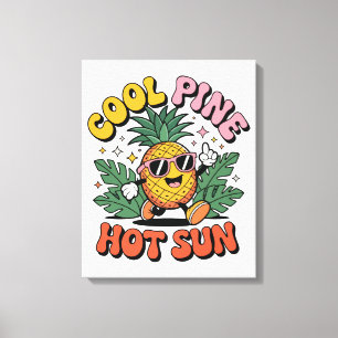 Toile Pine Cool Soleil Chaud Vibes Rétro Ananas Été