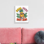 Toile Pine Cool Soleil Chaud Vibes Rétro Ananas Été (Insitu(Salon))