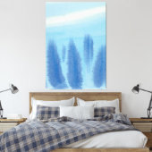 Toile Pine Forêt Arbres d'hiver Lilac Aquarelle bleue (Insitu(Chambre))