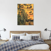 Toile Pine Trees Red Sky Setting Soleil par Vincent van (Insitu(Chambre))