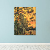 Toile Pine Trees Red Sky Setting Soleil par Vincent van (Insitu (Plancher de Bois))
