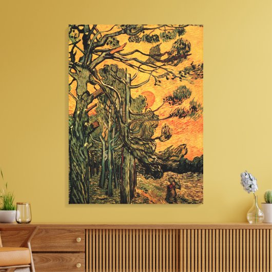 Toile Pine Trees Red Sky Setting Soleil par Vincent van (Insitu(Salon))