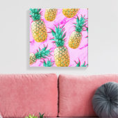 Toile Pineapples tropicales et Pink Marble Colorful (Insitu(Salon))