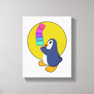 Toile Pingouin avec crème glacée