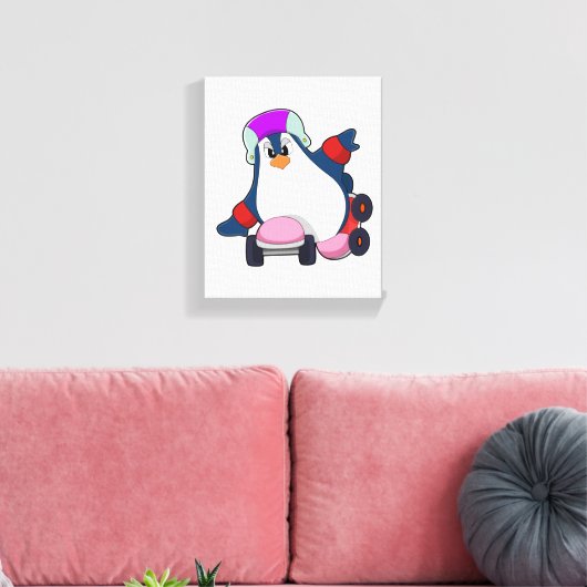 Toile Pingouin comme Patineur Inline avec Patins Inline (Insitu(Salon))
