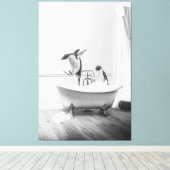 Toile Pingouin dans la baignoire Poster (Insitu (Plancher de Bois))