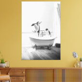 Toile Pingouin dans la baignoire Poster (Insitu(Salon))