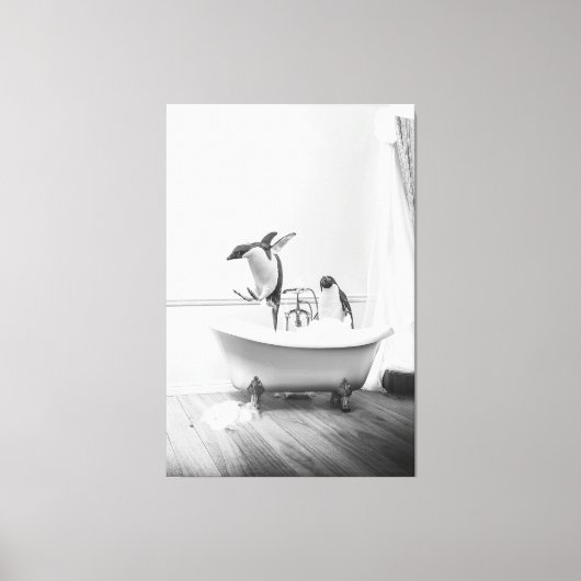 Toile Pingouin dans la baignoire Poster (Recto)
