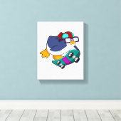 Toile Pingouin en patinage avec skateboard (Insitu (Plancher de Bois))