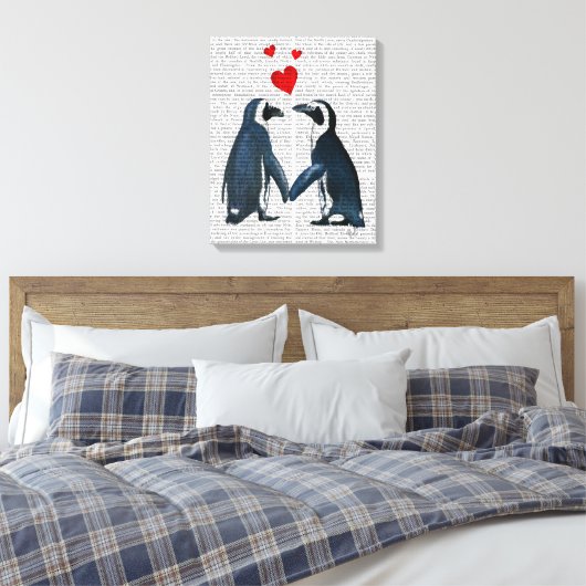 Toile Pingouins Avec Coeurs D'Amour (Insitu(Chambre))