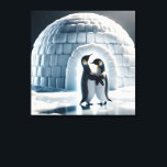 Toile Pingouins Dansant Lente Par Igloo<br><div class="desc">Deux pingouins qui dansent ensemble sur une surface glacée scintillante devant un grand igloo</div>