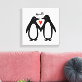 Toile Pingouins tenant les mains mignonnes Couple Initia (Insitu(Salon))