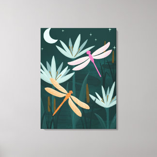 Toile Pink and Orange Dragonflies Wall Art - Canvas