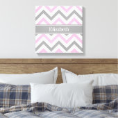 Toile Pink Dk Gray White LG Chevron Gray Name Monogram (Insitu(Chambre))