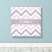 Toile Pink Dk Gray White LG Chevron Gray Name Monogram (Insitu (Plancher de Bois))