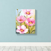 Toile Pink Flowers | Floral Watercolor Painting (Insitu (Plancher de Bois))