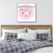 Toile Pink Fractal Heart Design Oval Photos Family Tree  (Insitu(Chambre))