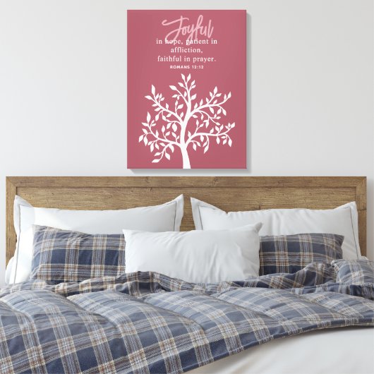 Toile Pink Joyful Bible Verse Tree Religious (Insitu(Chambre))