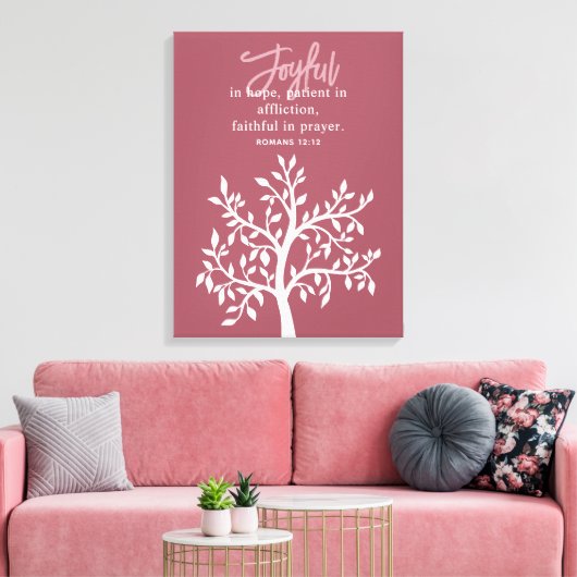 Toile Pink Joyful Bible Verse Tree Religious (Insitu(Salon))