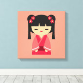 Toile Pink Kokeshi poupées japonaises (Insitu (Plancher de Bois))