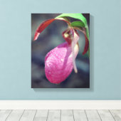 Toile Pink Lady Slipper Orchid Raindrop (Insitu (Plancher de Bois))