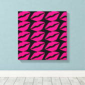 Toile Pink lipstick baiser pop art rose et noir (Insitu (Plancher de Bois))