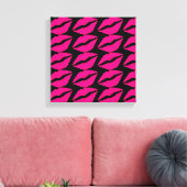 Toile Pink lipstick baiser pop art rose et noir (Insitu(Salon))
