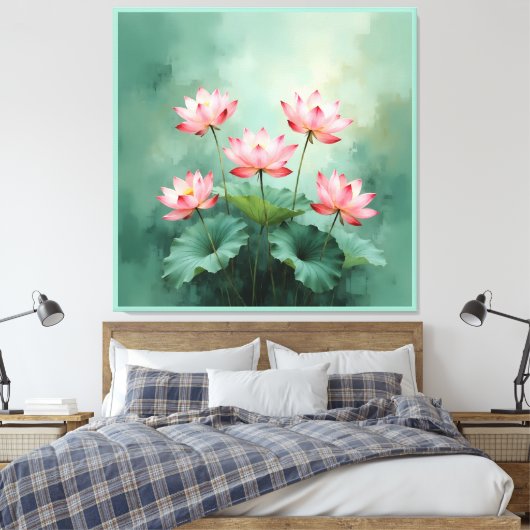 Toile Pink Lotus Artwork  (Insitu(Chambre))