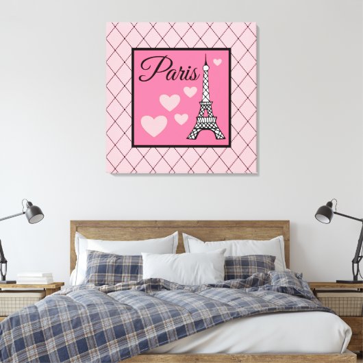 Toile Pink Paris Sign Wall Art (Insitu(Chambre))