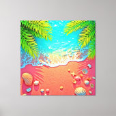 Toile Pink Sand Beach Paradise Design (Recto)