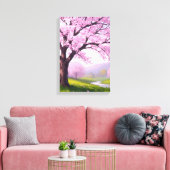 Toile Pink Spring Dream: Cherry Blossom River Print (Insitu(Salon))