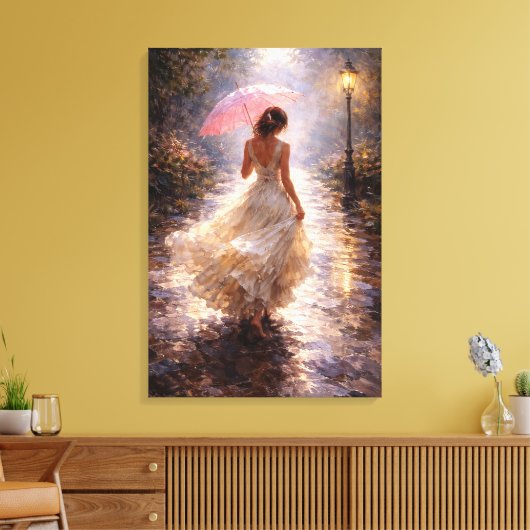 Toile Pink Umbrella: Impasto Style (Insitu(Salon))