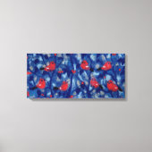 Toile Pinsons royaux, Oiseaux Rouges Arbres Bleus Peintu (Recto)